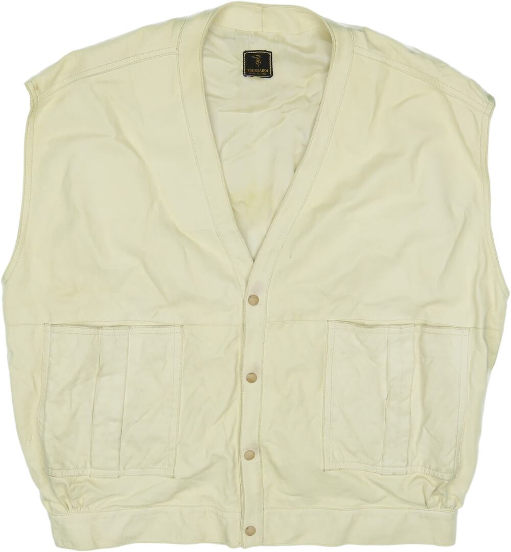 Vintage Trussardi Italy Made Ivory Leather Vest